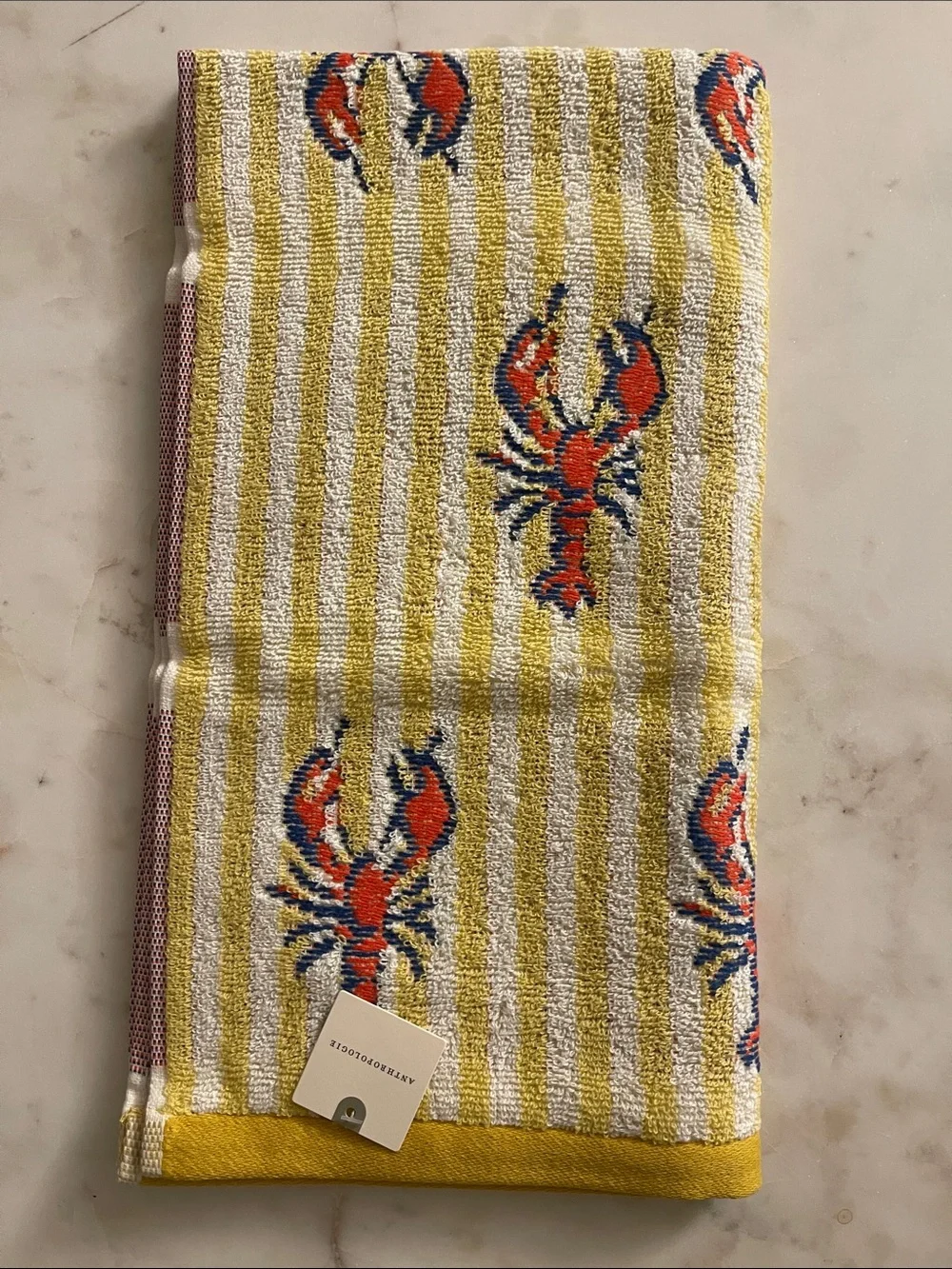 Striped Lobster Cotton Icon  Hand Towel from Anthropologie